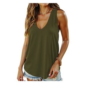 Olive Green Sleeveless Women's Top